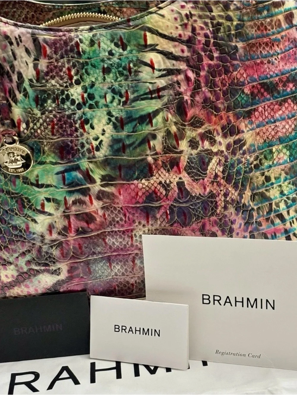 NWT Brahmin Large Elaine Shapeshifter Melbourne & Matching Wallet.